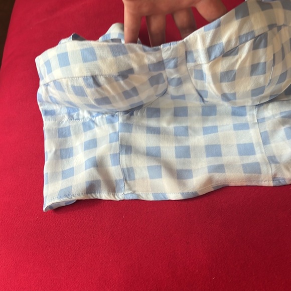 Crop Top, Rabbit 🐇 rose, Size M, Boho Top, Blue and white with gathered back. - Picture 8 of 9